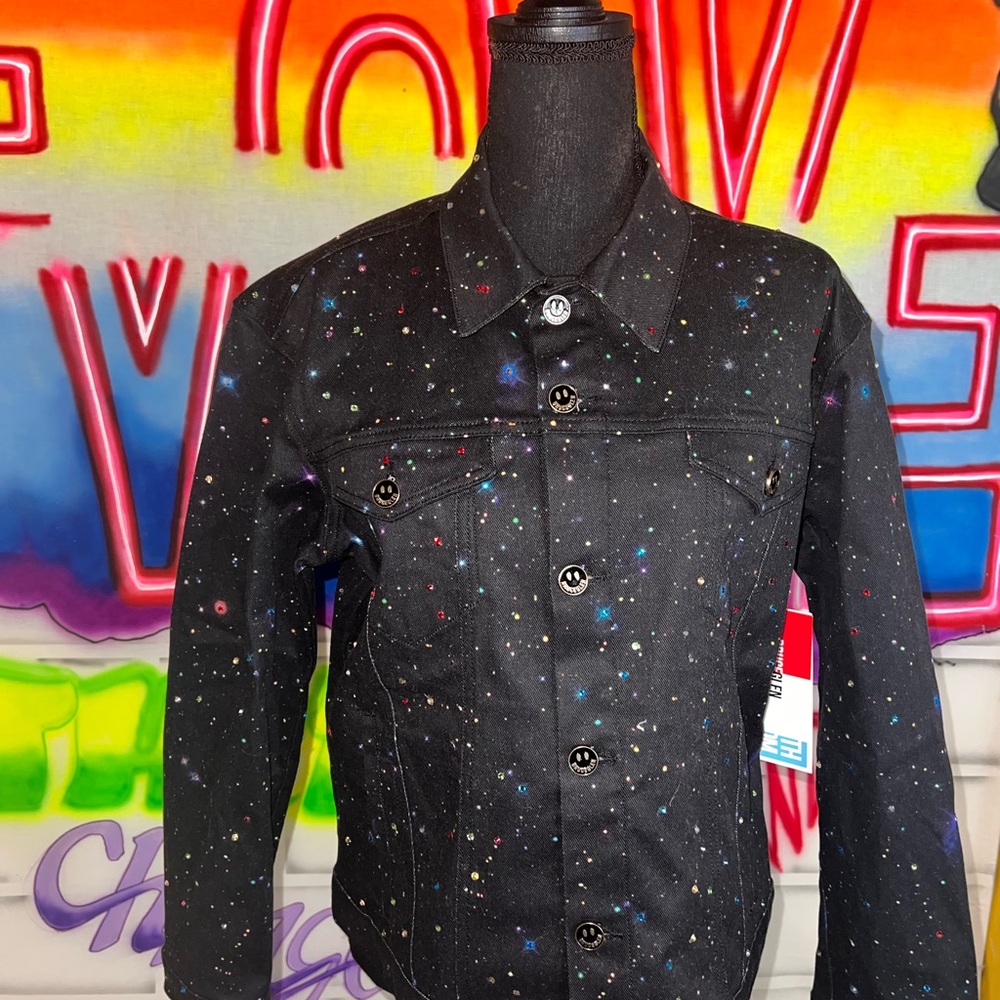 Stylish Black Speckled Jean Jacket